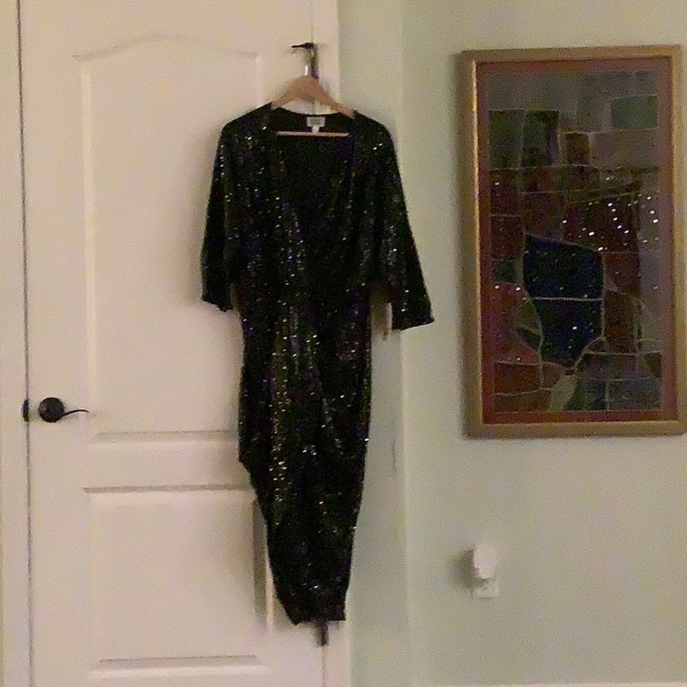Black Unique Vintage Sequined Jumpsuit - Size 20